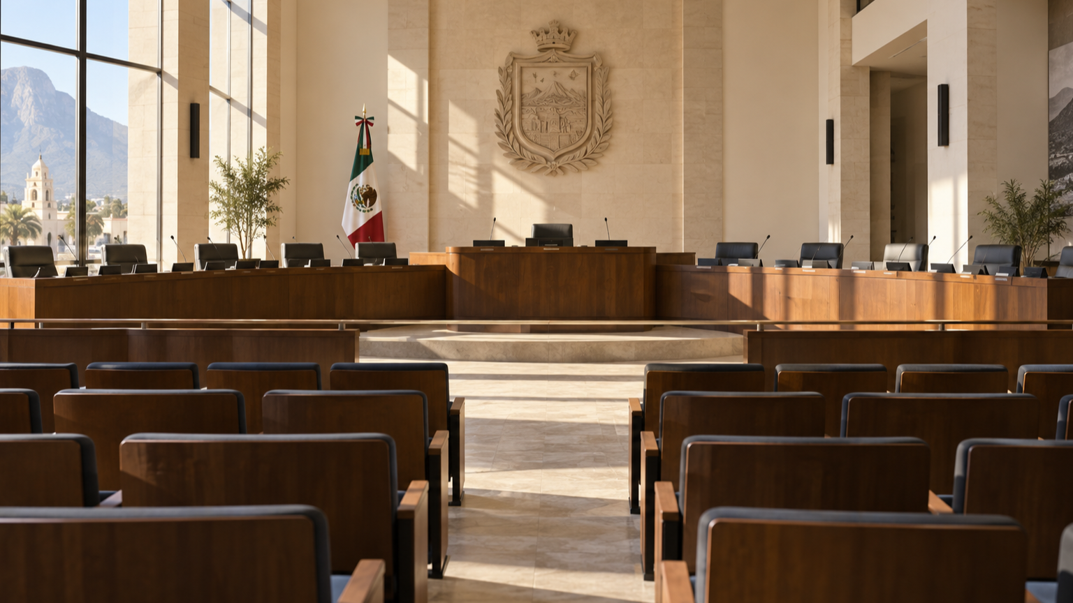 Sensor Político: salón del cabildo preparado para una sesión pública